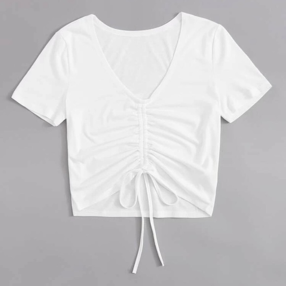 White Drawstring Croptop - Picture 2 of 3
